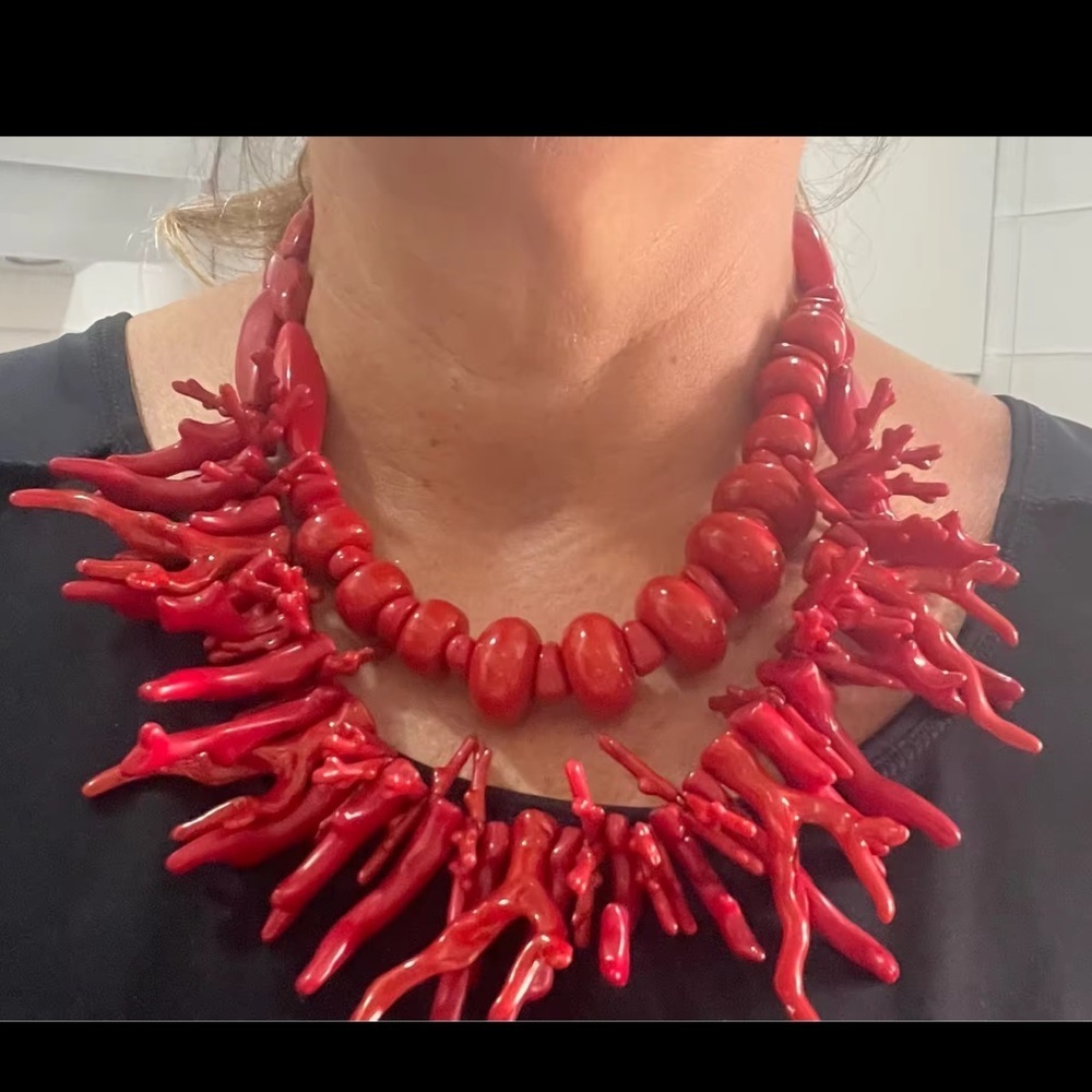 Vintage Red Coral Statement Necklace - Picture 4 of 16